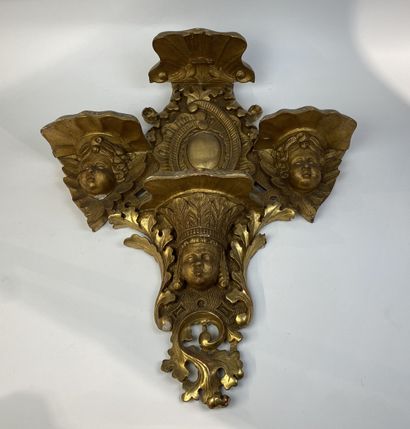 Console d'applique en bois et stuc doré à...