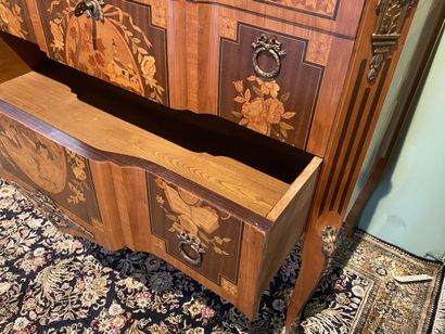 Commode sauteuse à ressaut central en bois...