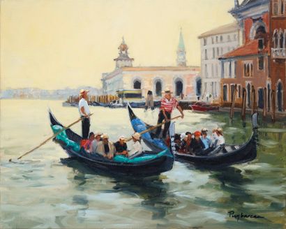PUYBAREAU Annie, née en 1955
Gondoles à Venise
huile...