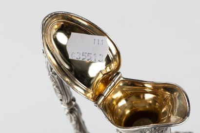 CARAFE A VIN en cristal, monture en argent...