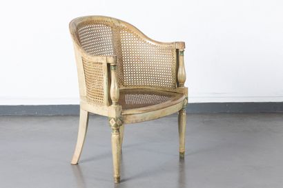 Fauteuil de bureau en bois laqué vert pâle...