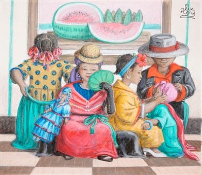 ROY Alix, 1930-2010
Famille aux pastèques
peinture...