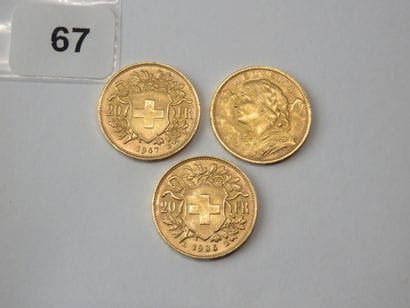 Gold coins - Switzerland - Lot of 3 x 20...
