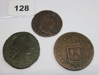 Monnaies Royales - Louis XV - Lot of 3 copper...