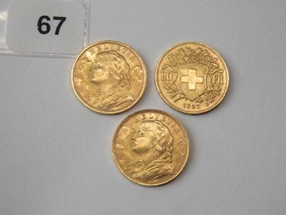 Gold coins - Switzerland - Lot of 3 x 20...