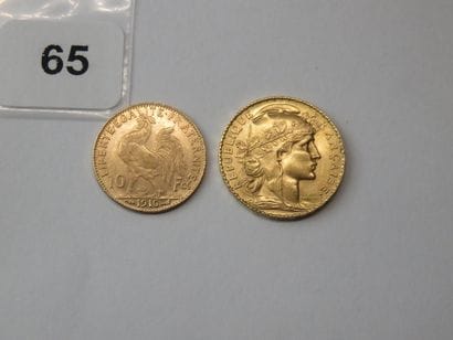 Gold coins - France - Lot of two coins, 10...