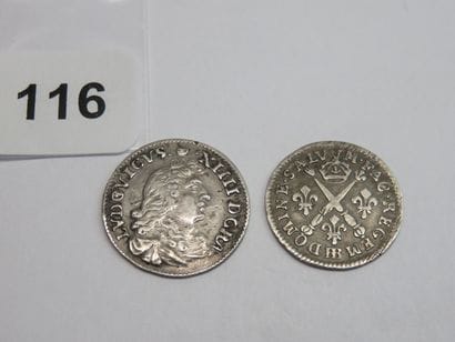 Monnaies Royales - Louis XIV - Lot of 2 silver...
