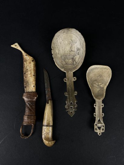 Set of two spoons. The handle is decorated...