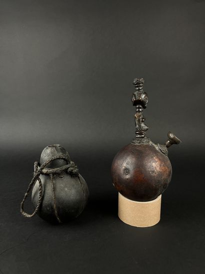 Lot of three objects: a statue of a figure...