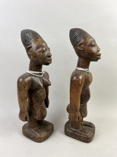 Pair of Ibedji. One male and one female,...