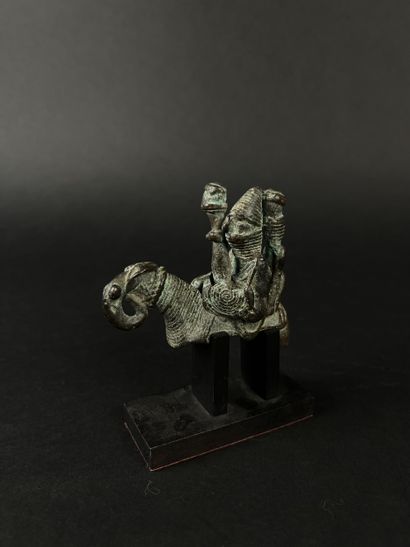 Set of four bronze figurines: A rider, size:...