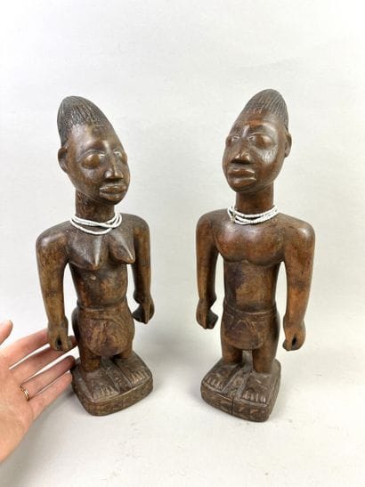 Pair of Ibedji. One male and one female,...