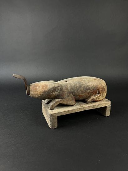 Coconut grater representing a pig, wood and...