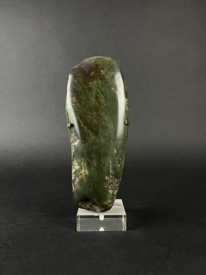 Polished green stone axe blade, (visible...