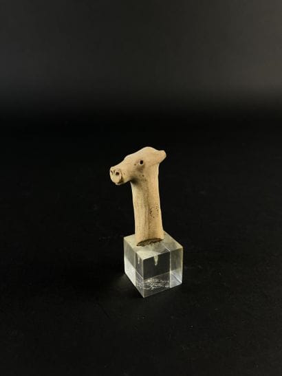 Zoomorphic protome. Beige terracotta, visible...