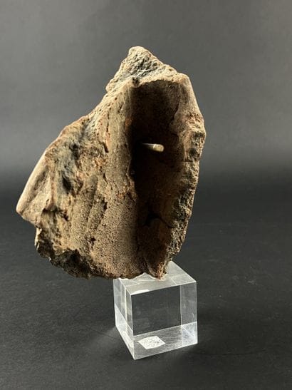 Fragmentary votive head. Terracotta, visible...