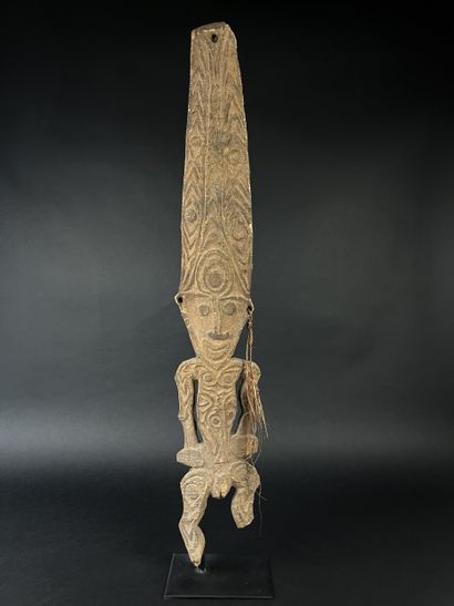 Standing figure. Bark, (visible chips). Height:...