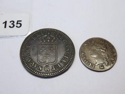 Monnaies Royales - Louis XVI - Lot de 2 monnaies...