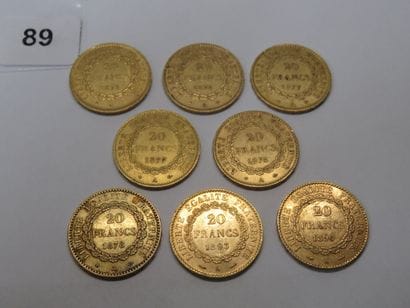 Gold coins - France - Lot of 8 x 20 Francs...