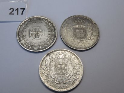 Monnaies - Portugal - Lot de 3 monnaies en...