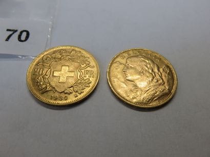Gold coins - Switzerland - Lot of 2 x 20...