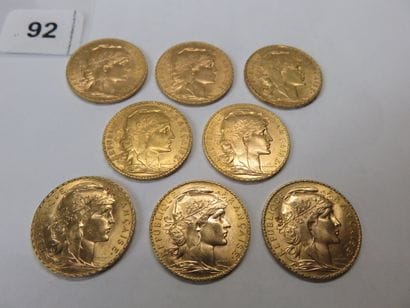 Gold coins - France - Lot of 8 x 20 Francs...
