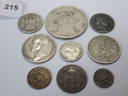 Monnaies - Pays-Bas - Lot de 9 monnaies,...