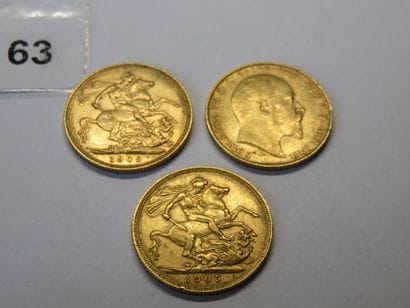 Gold coins - British Empire - Lot of 3 x...