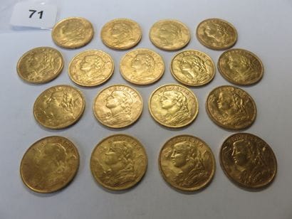 Gold coins - Switzerland - Lot of 17 x 20...