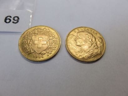 Gold coins - Switzerland - Lot of 2 x 20...