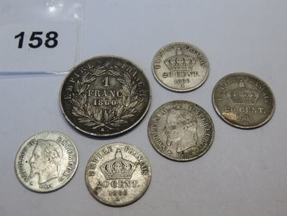 Monnaies - France - Lot de 6 monnaies Napoléon...