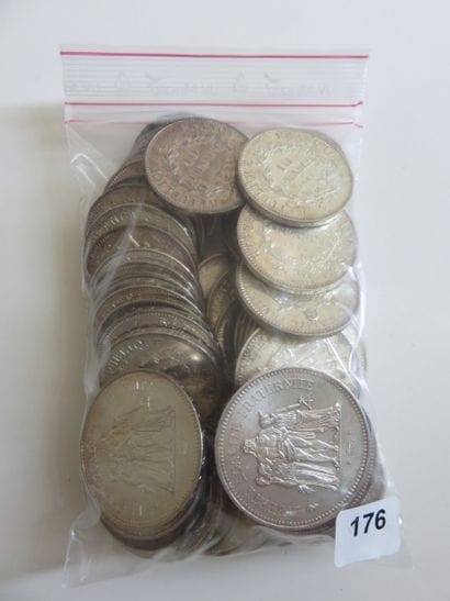 Monnaies Argent - France - Lot de 58 monnaies...