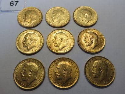 Gold coins - British Empire - Lot of 9 x...