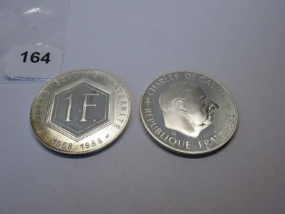 Monnaies - Lot de 2 x 1 Franc Charles de...