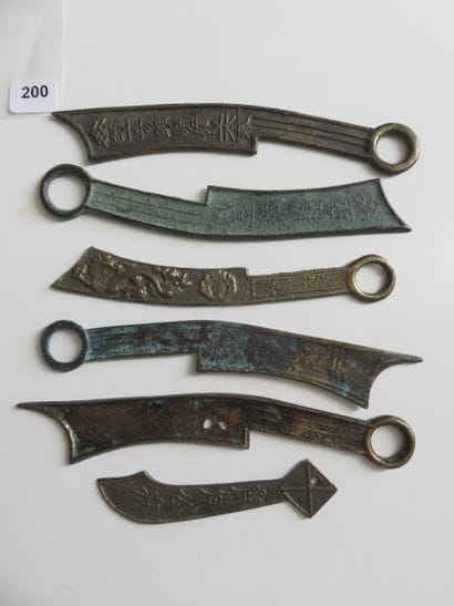 Monnaies - Chine - Lot de 6 monnaies Couteaux,...