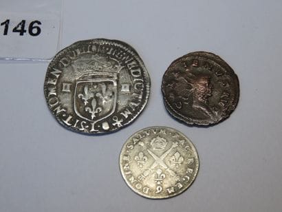 Monnaies Romaine et Royales - Lot de 3 monnaies...