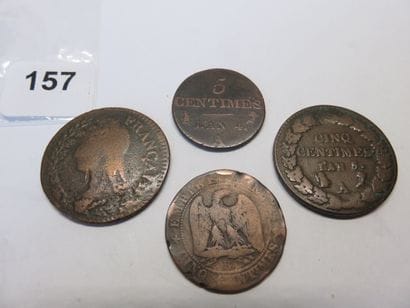 Monnaies - France - Lot de 4 x 5 Centimes...