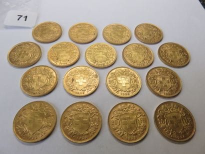 Gold coins - Switzerland - Lot of 17 x 20...