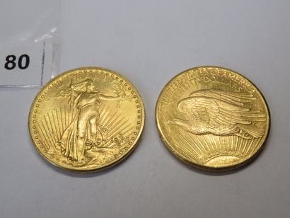 Gold coin - USA - Lot of 2 x 20 Saint Gaudens...