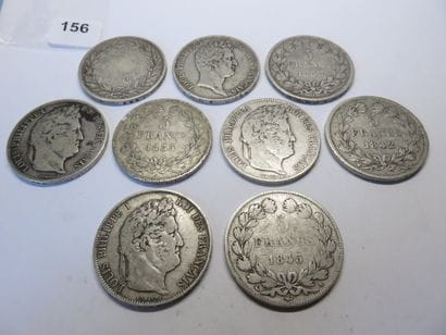 Monnaies - France - Lot de 9 x 5 Francs Louis...