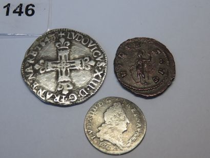 Monnaies Romaine et Royales - Lot de 3 monnaies...