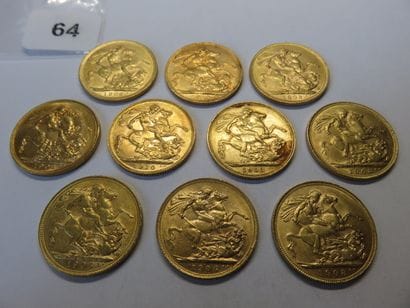 Gold coins - British Empire - Lot of 10 x...
