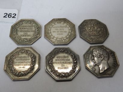 Tokens - Lot of 6 octagonal silver tokens...
