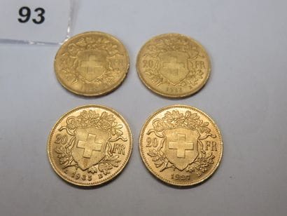 Gold coins - Switzerland - Lot of 4 x 20...