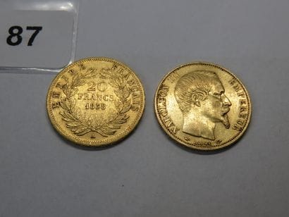 Gold coins - France - Lot of 2 x 20 Francs...