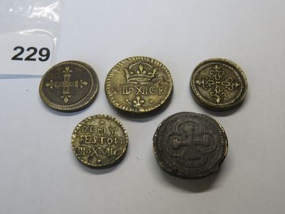 Poids monétaire - Collection de 5 Poids monétaires...