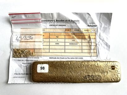 Gold ingot - Ingot n° 45958 - 1.212 Kg dental...