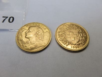 Gold coins - Switzerland - Lot of 2 x 20...