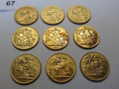 Gold coins - British Empire - Lot of 9 x...