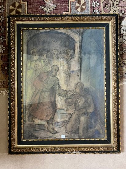 Han VAN MEEGEREN, 1889-1947
Religious scene
Charcoal,...